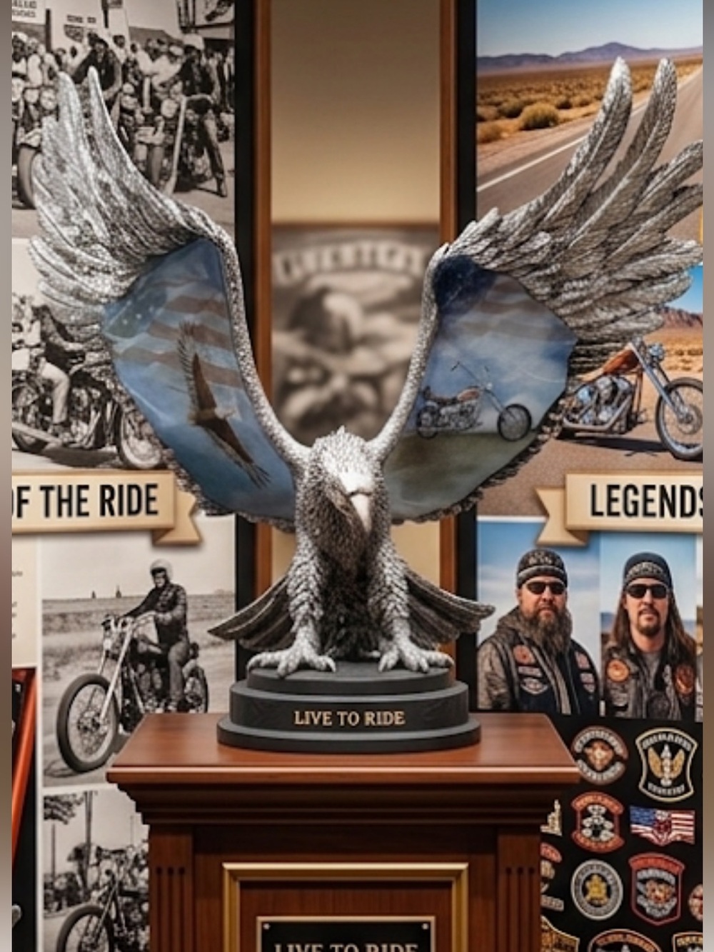🔥Bradford Exchange Eagle Figurine #A3992 "Live to Ride" Ride Hard Live